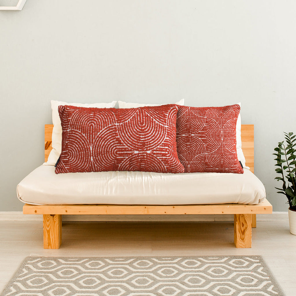 SOGA 2X 30cm Cinnabar Pillow Perfect Burnt Indoor/Outdoor Corded Throw Orange Set Lumbar Throw Pillow