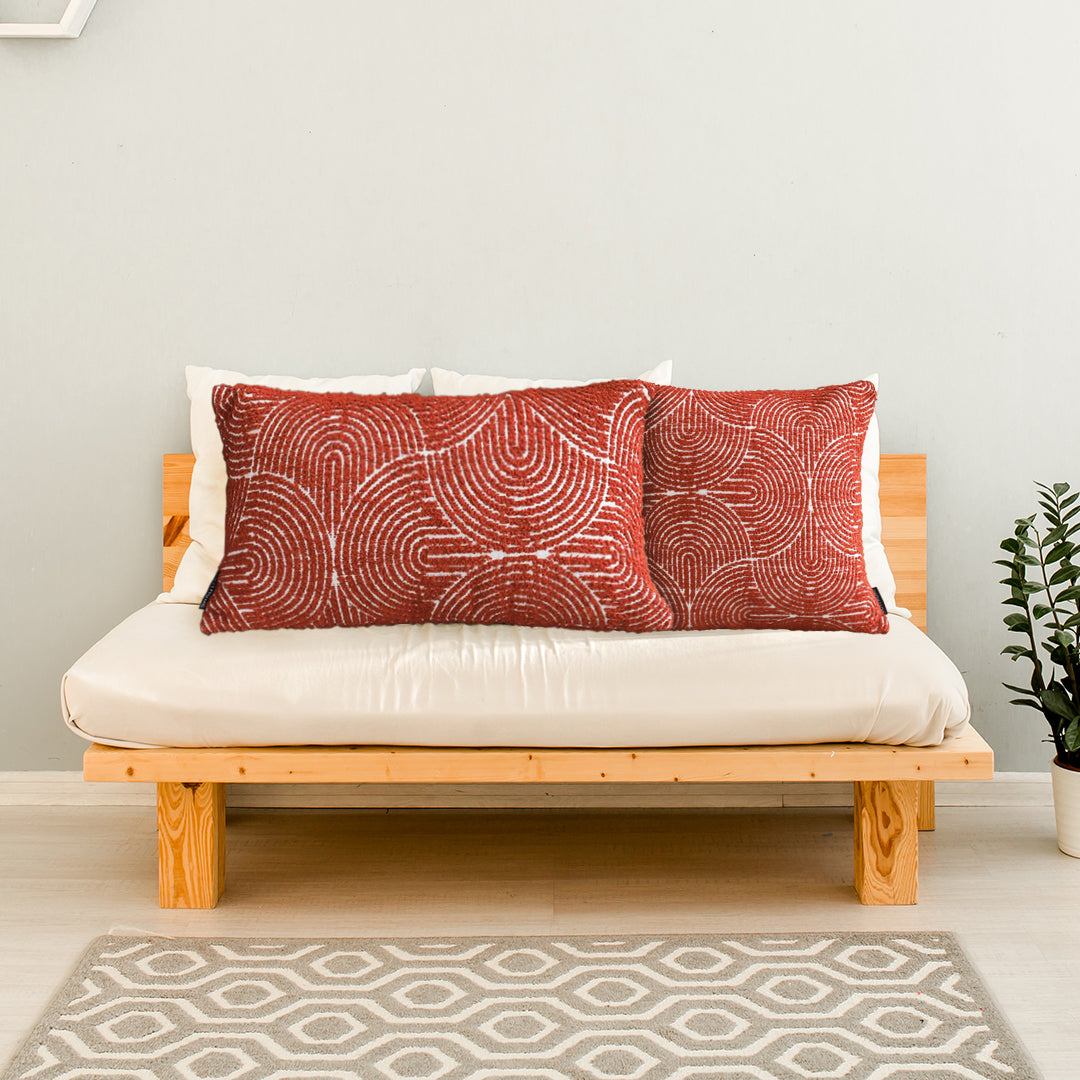 SOGA 2X 30cm Cinnabar Pillow Perfect Burnt Indoor/Outdoor Corded Throw Orange Set Lumbar Throw Pillow