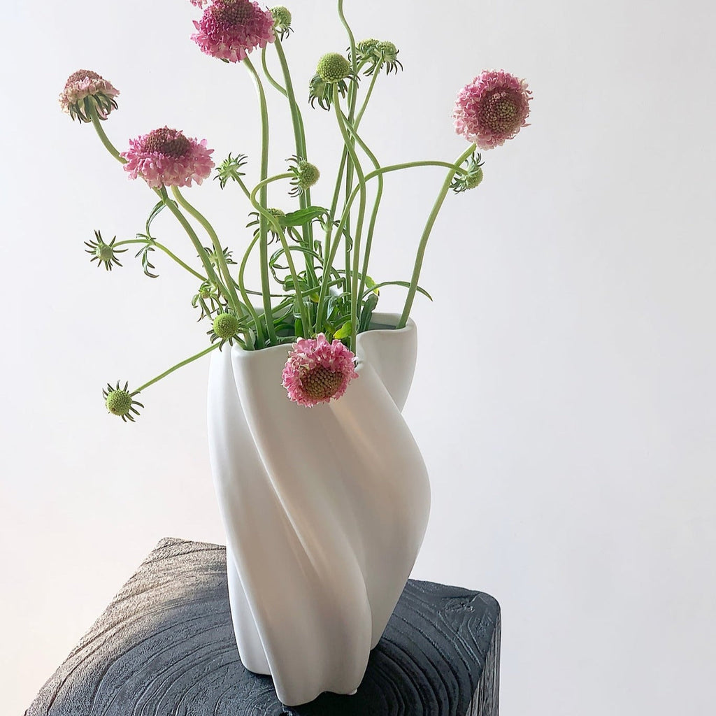 Sculptural White Ceramic Vase | 26 cm