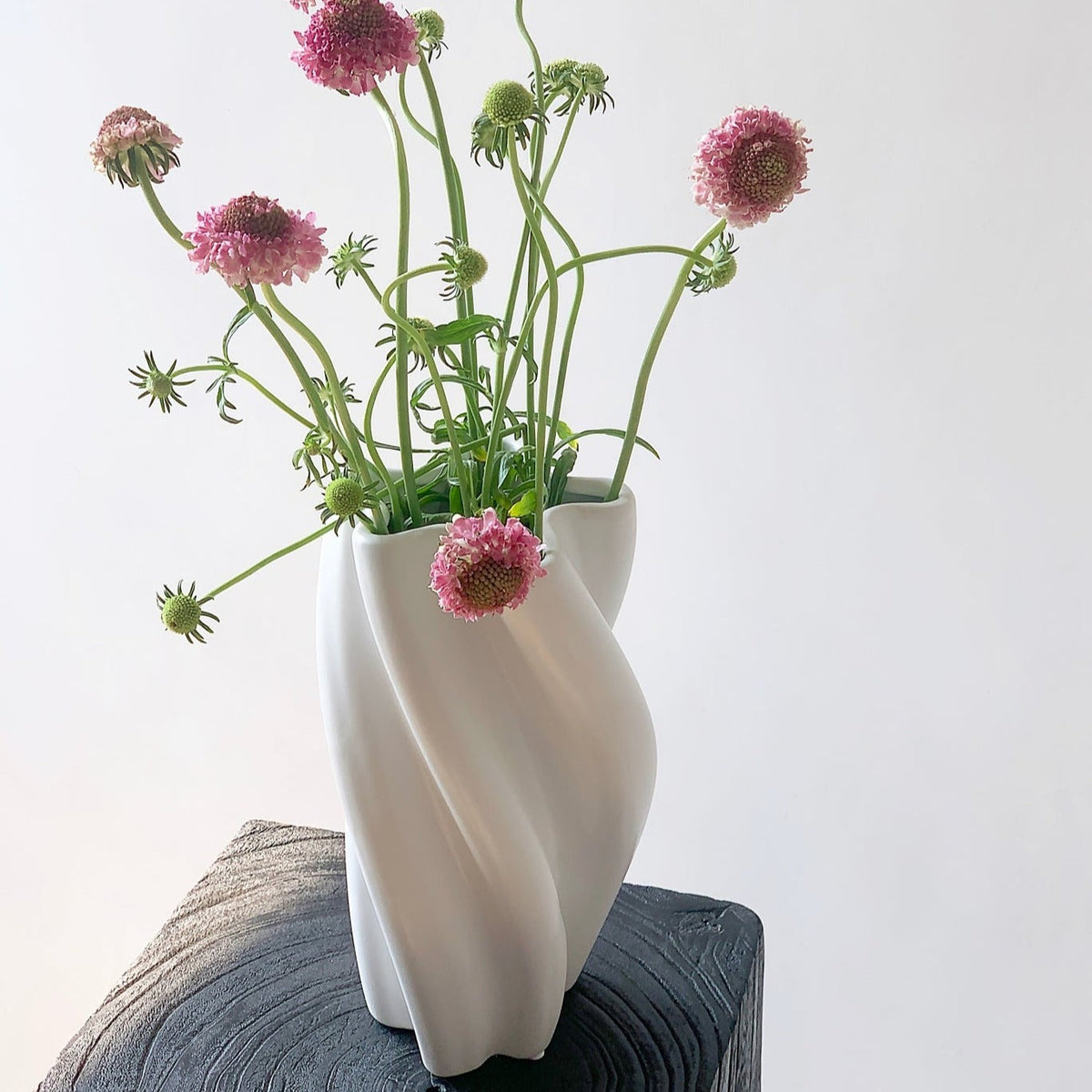 Sculptural White Ceramic Vase | 26 cm