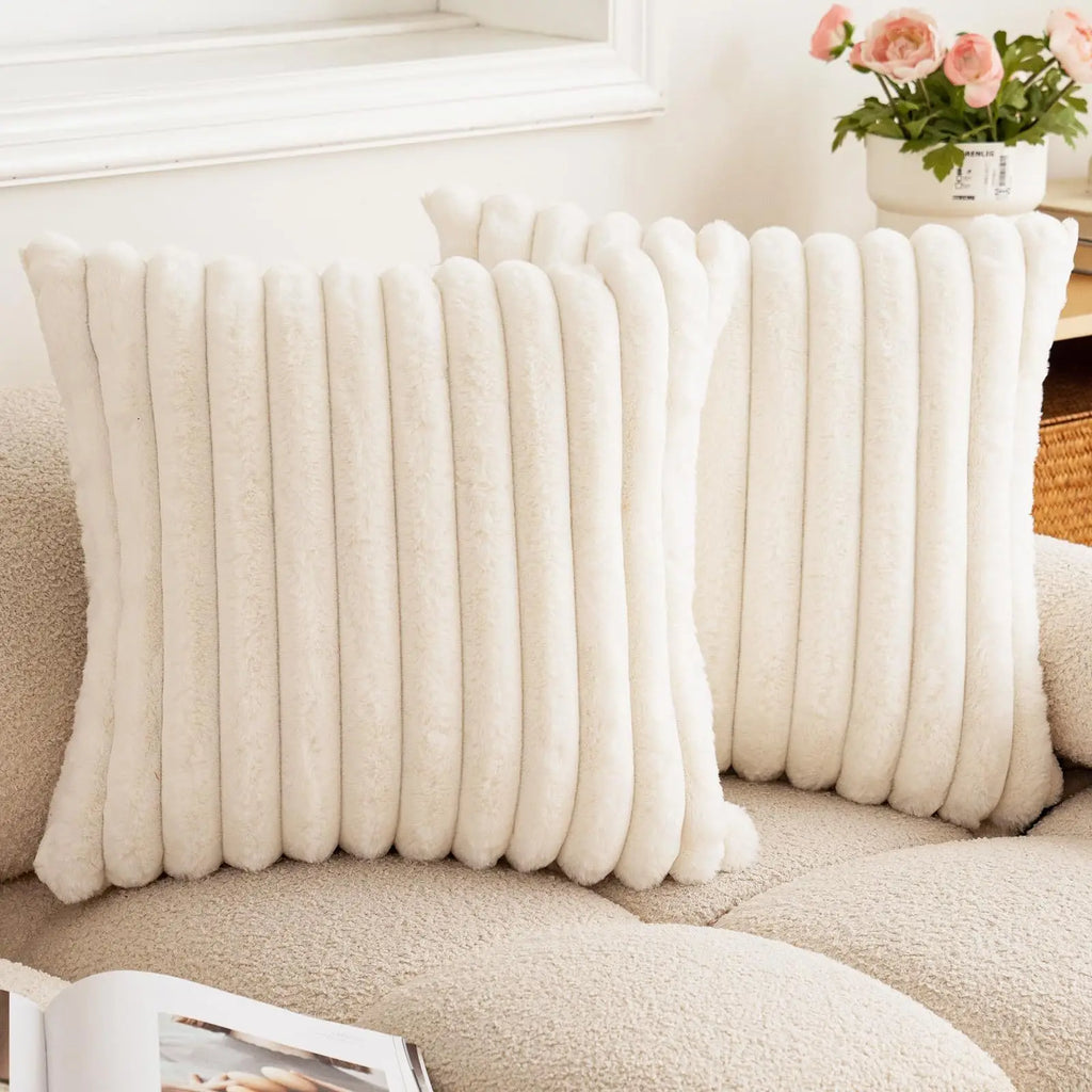 Ribbed Faux Fur Cushion Cover