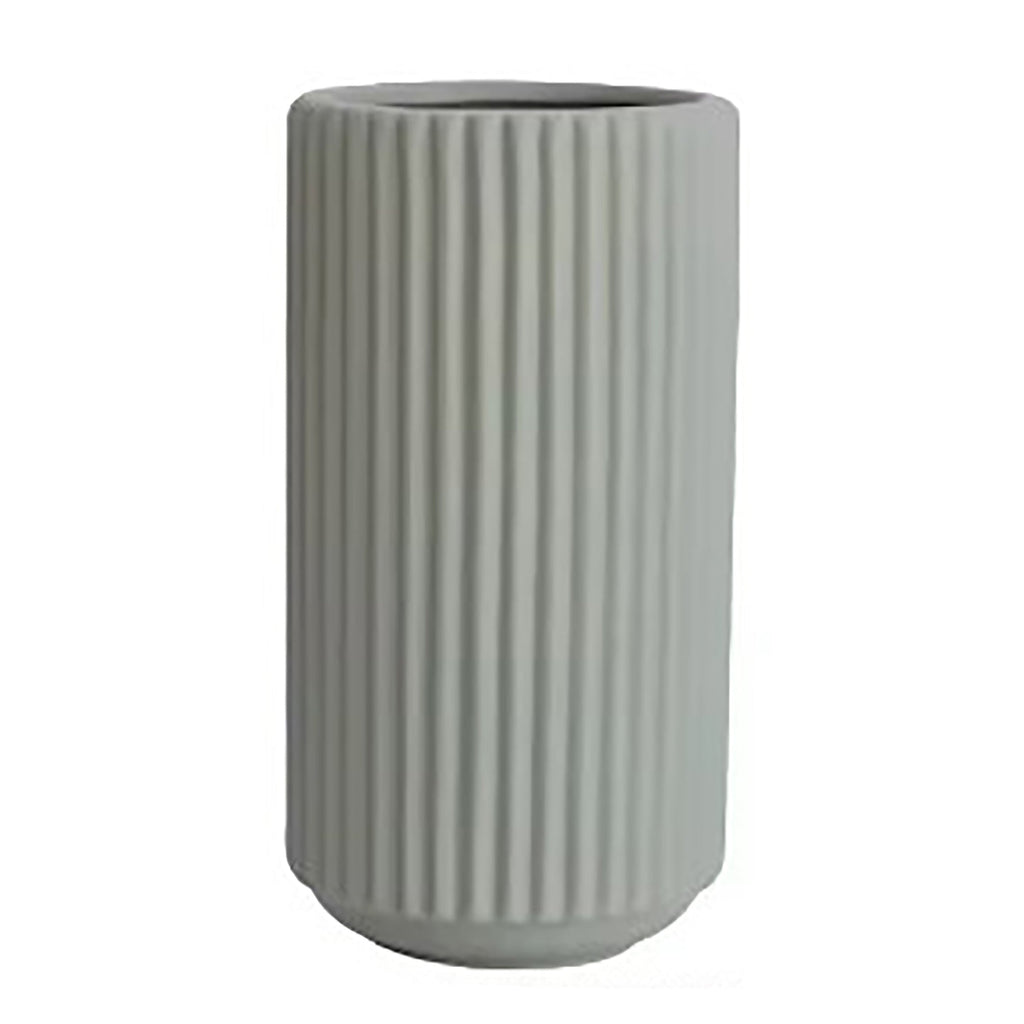 Sage Ribbed Ceramic Vase | 21 cm