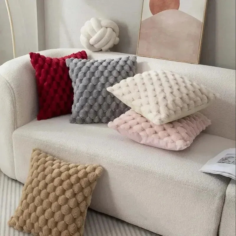 Grid Plush Cushion Cover