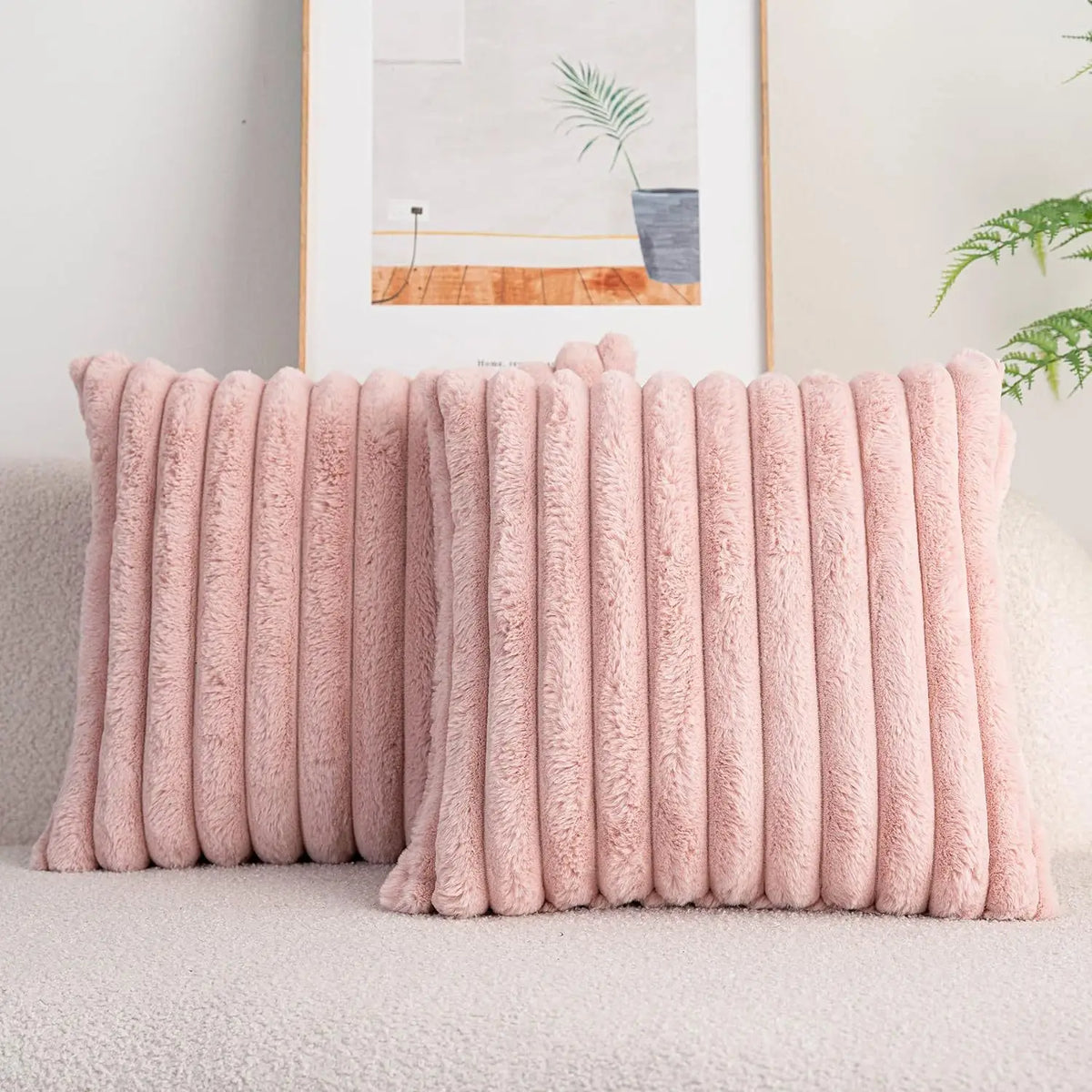 Ribbed Faux Fur Cushion Cover