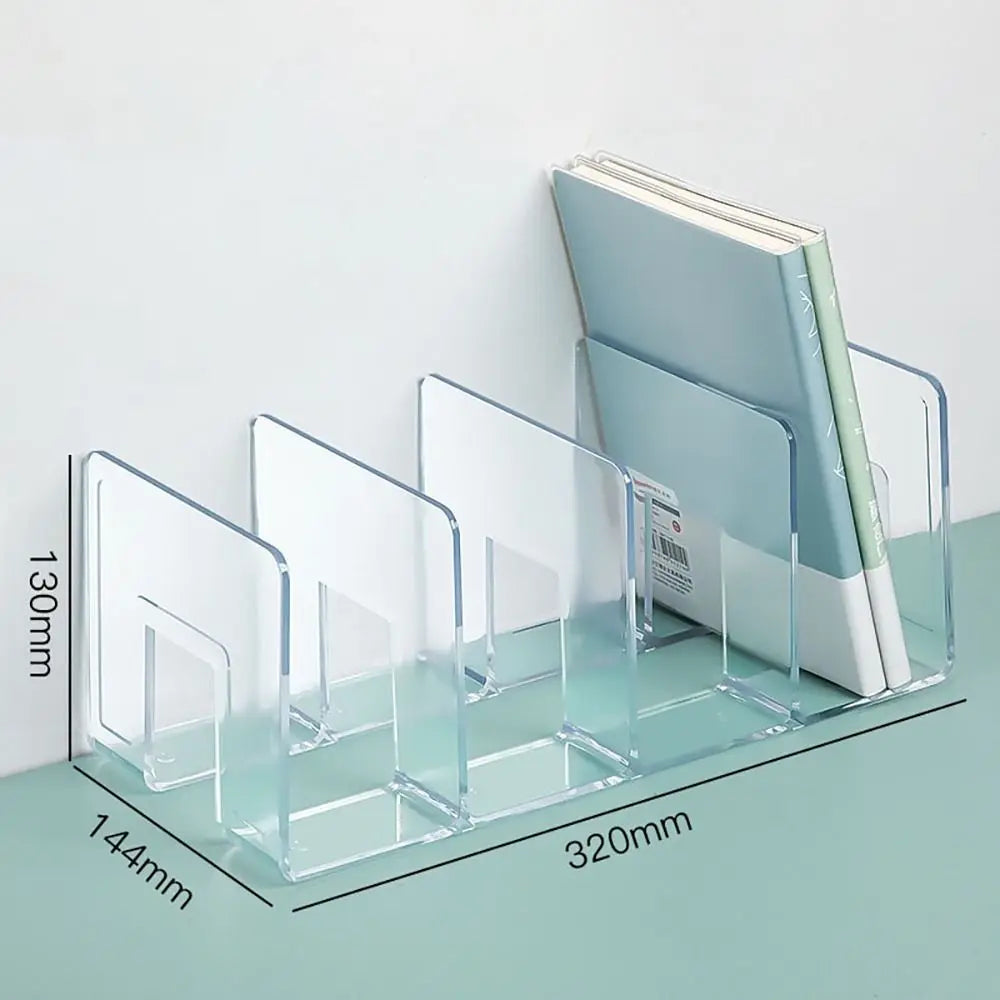 Clear Acrylic Desk Book Stand | Four Compartments