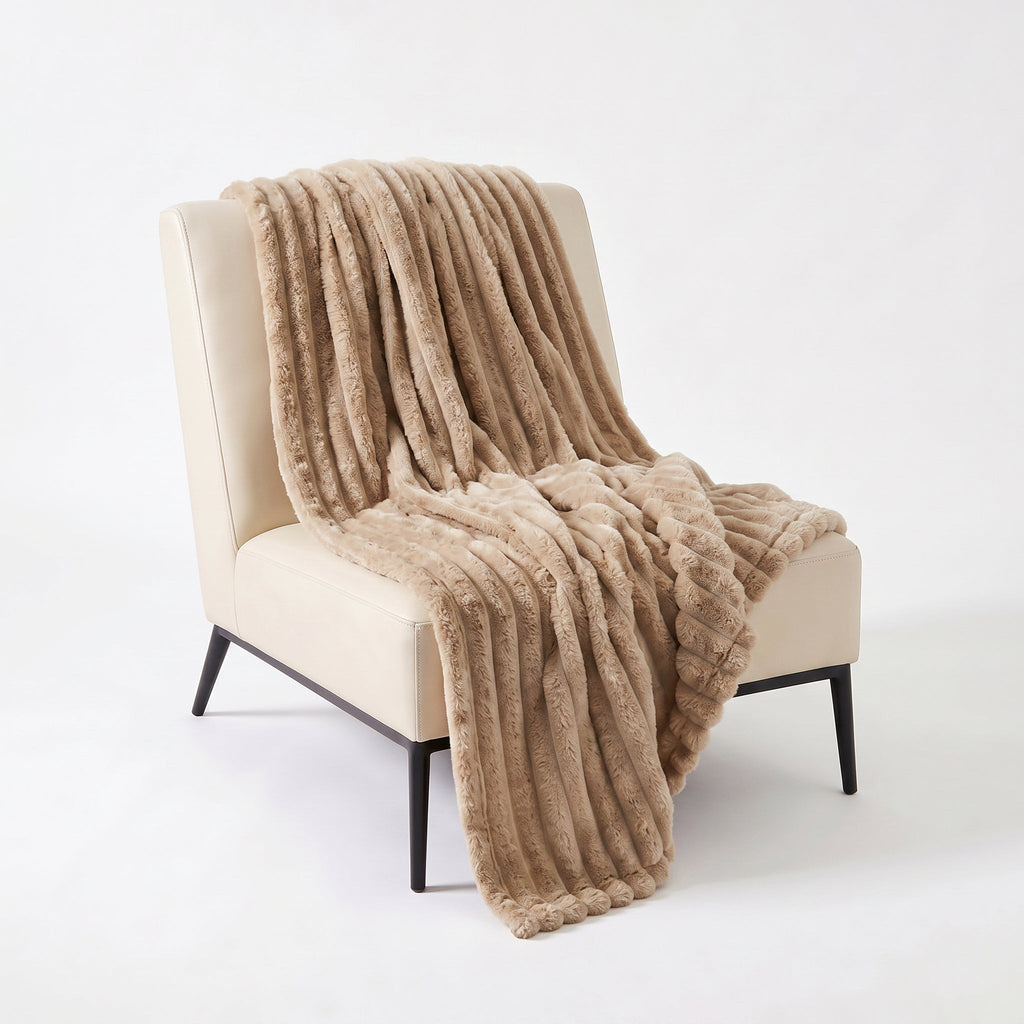 SOGA 230x200cm Light Coffee Flannel Polyester Throw Blanket