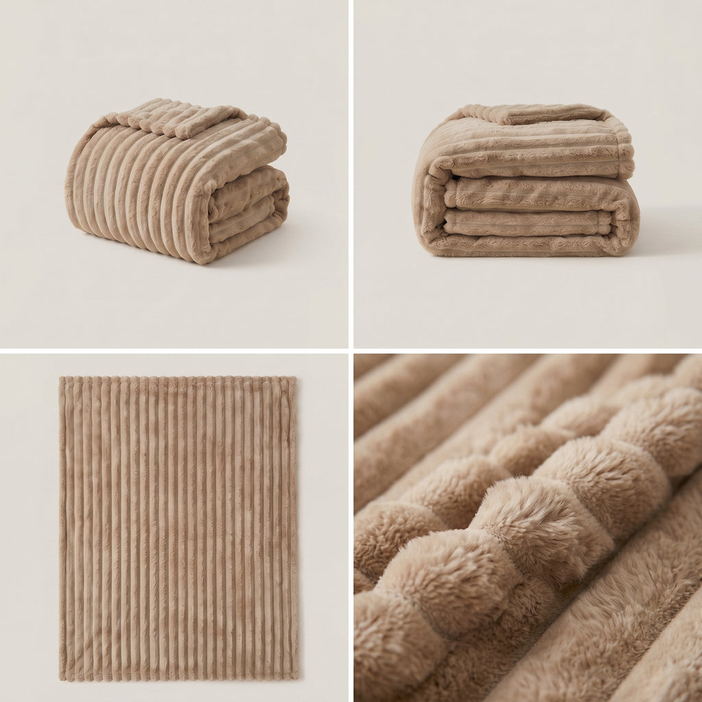 SOGA 230x200cm Light Coffee Flannel Polyester Throw Blanket
