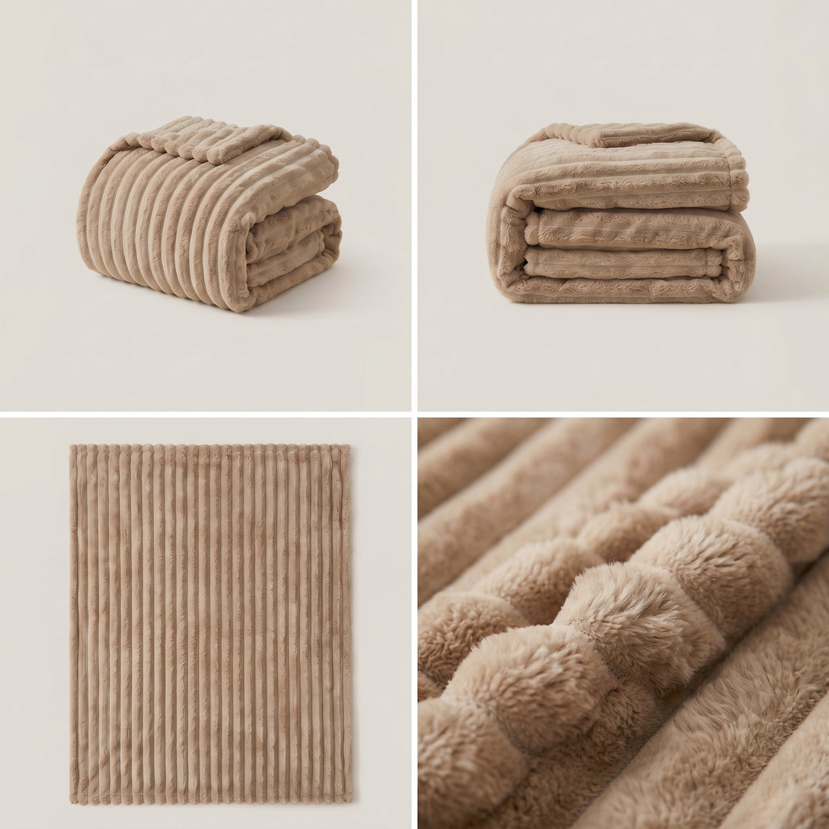 SOGA 230x200cm Light Coffee Flannel Polyester Throw Blanket