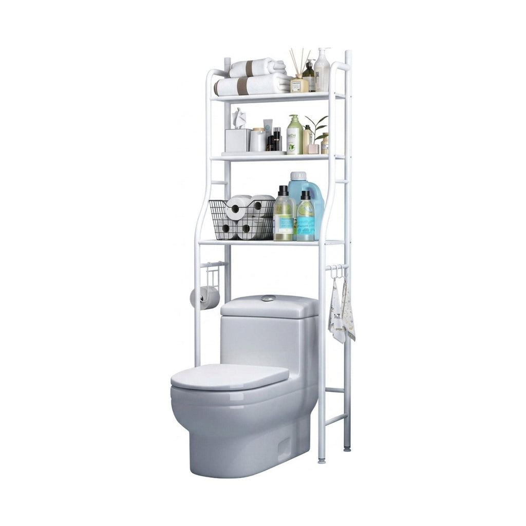 3-Tier Over Toilet Storage Rack with Hooks and Paper Holder