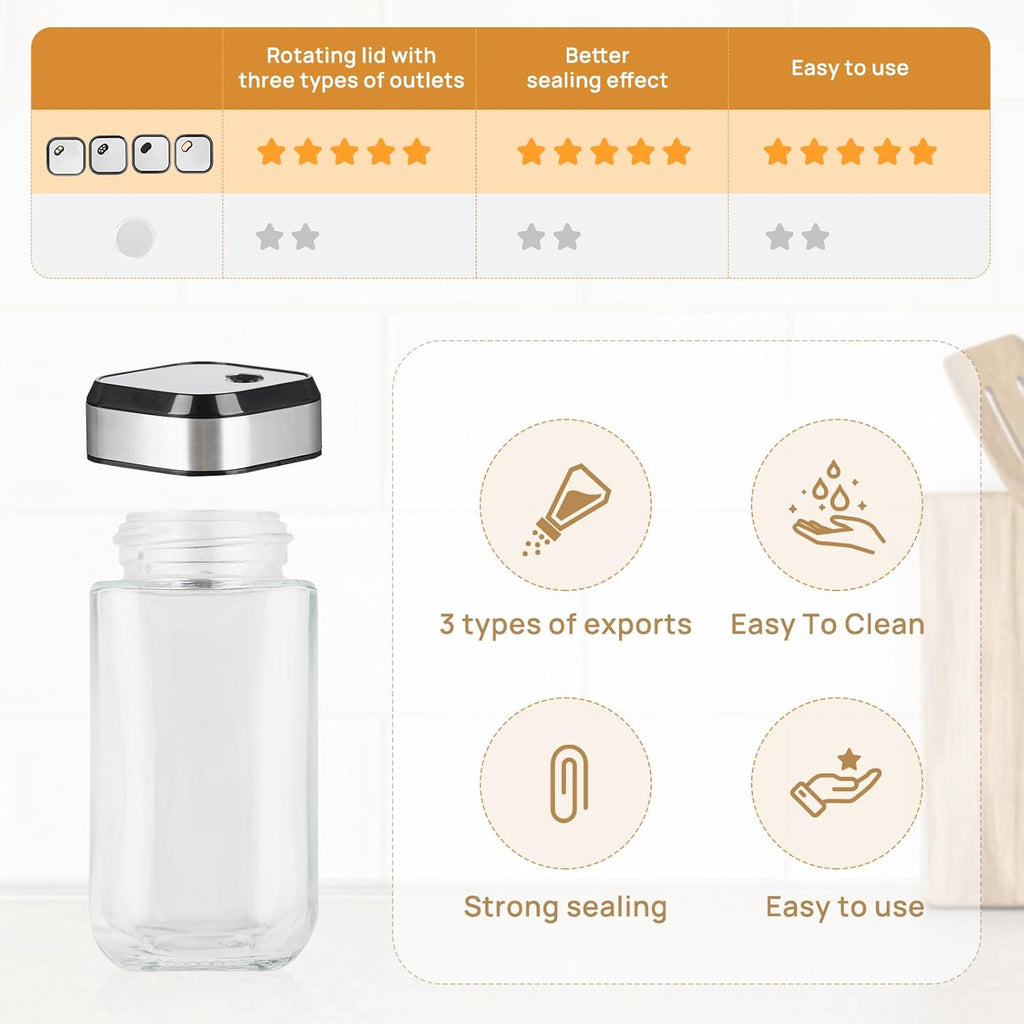 Rotating Spice Rack with 12 Glass Jars for Kitchen
