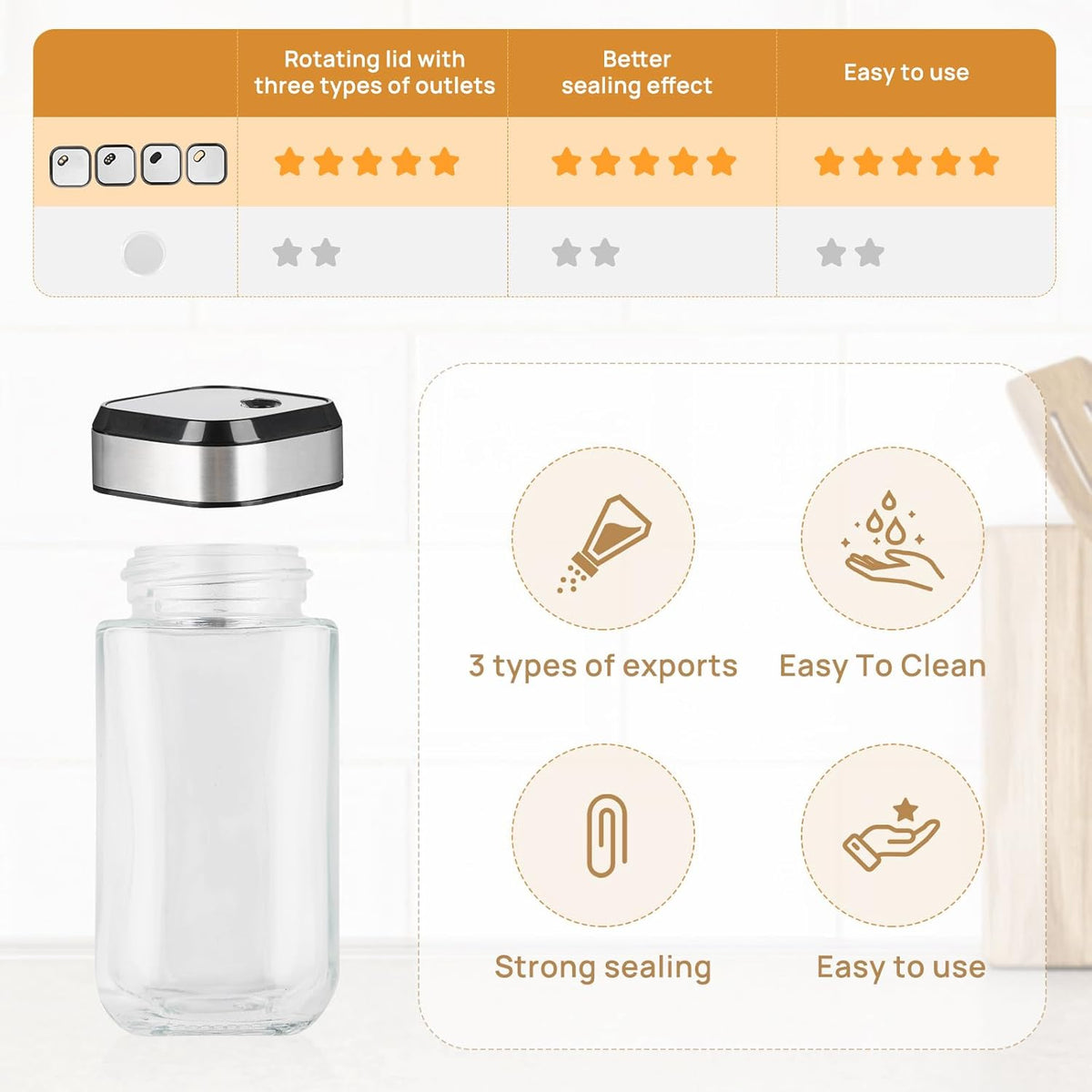 Rotating Spice Rack with 12 Glass Jars for Kitchen