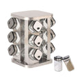 Rotating Spice Rack with 12 Glass Jars for Kitchen