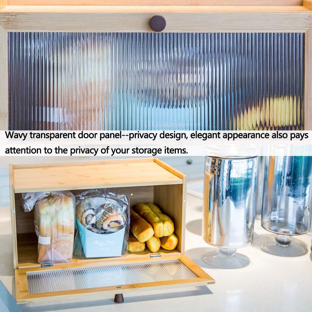 Bamboo Bread Box | Ribbed Window