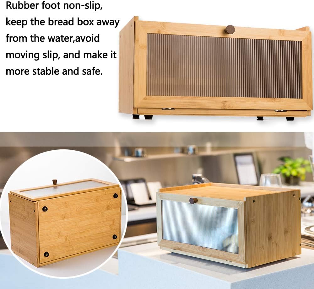 Bamboo Bread Box | Ribbed Window