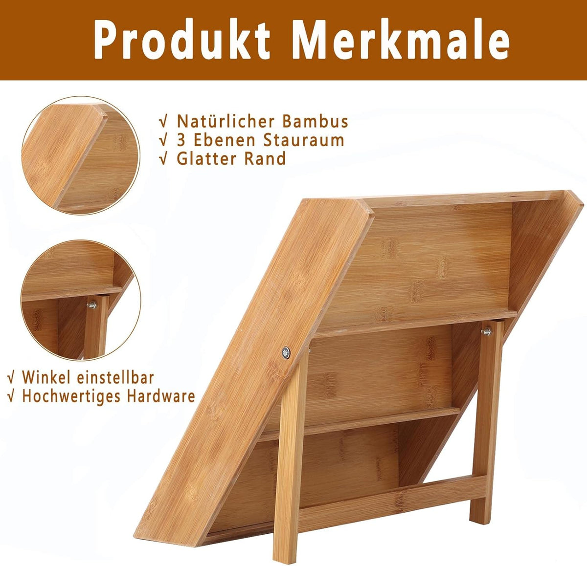 3 Tier Bamboo Spice Rack Countertop Organiser