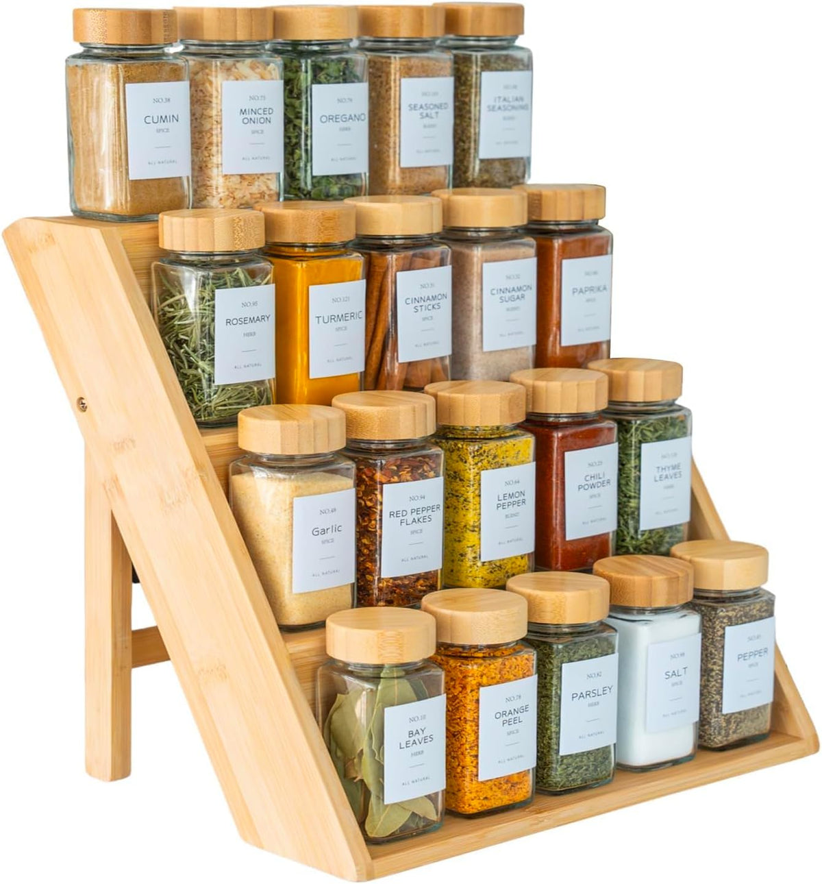 3 Tier Bamboo Spice Rack Countertop Organiser