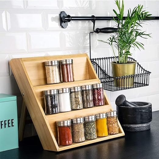 3 Tier Bamboo Spice Rack Countertop Organiser