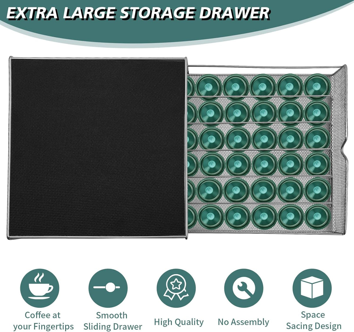 Coffee Pod Drawer for 36 K-Cups Storage Organiser
