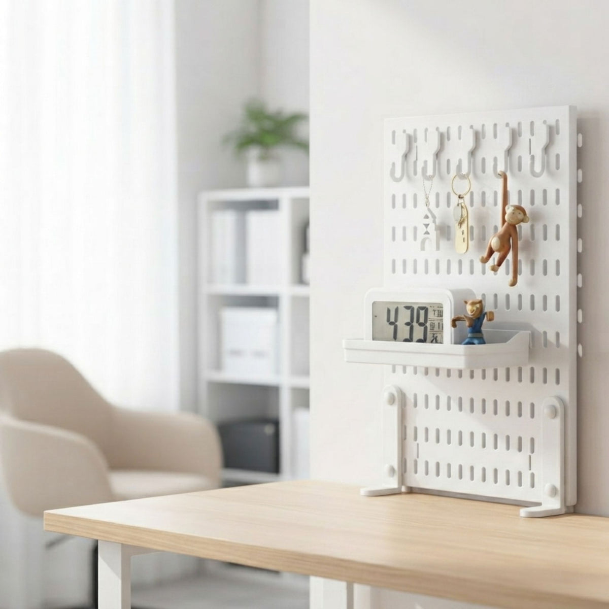 Clamp-On Desk Pegboard | White