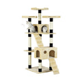 170cm Indoor Cat Tree Tower with Dual Condos & Plush Perches - Beige
