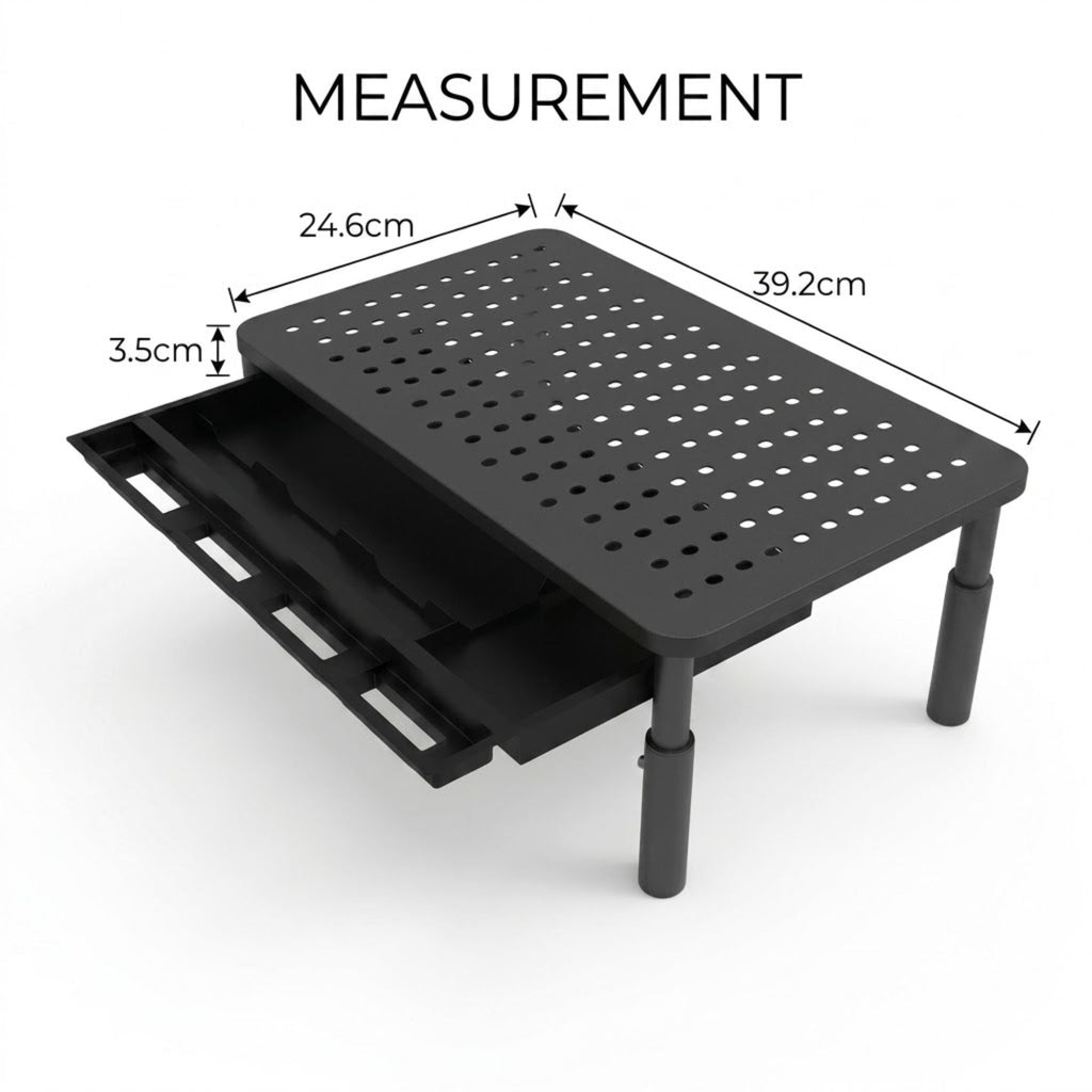 Metal Monitor Riser with Storage Drawer | Black
