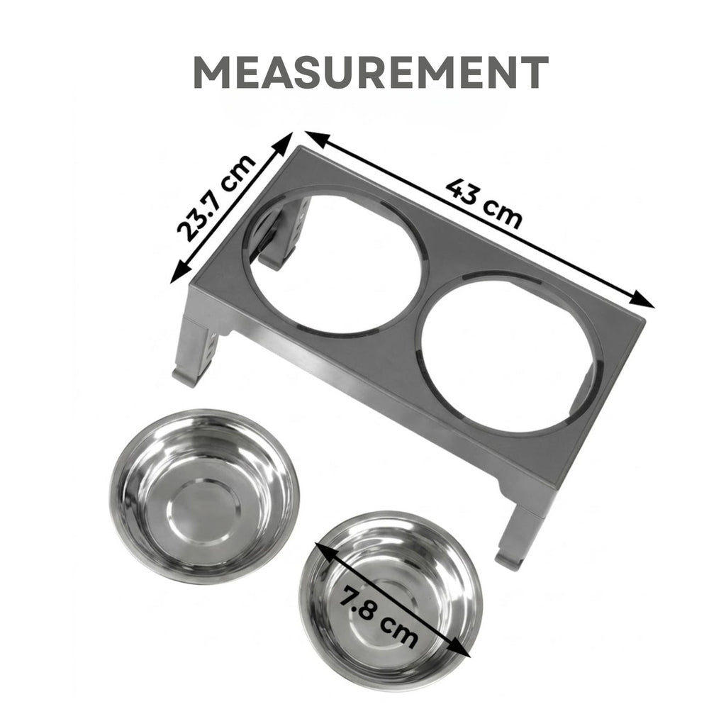 Adjustable Raised Pet Feeder | Two Stainless-Steel Bowls