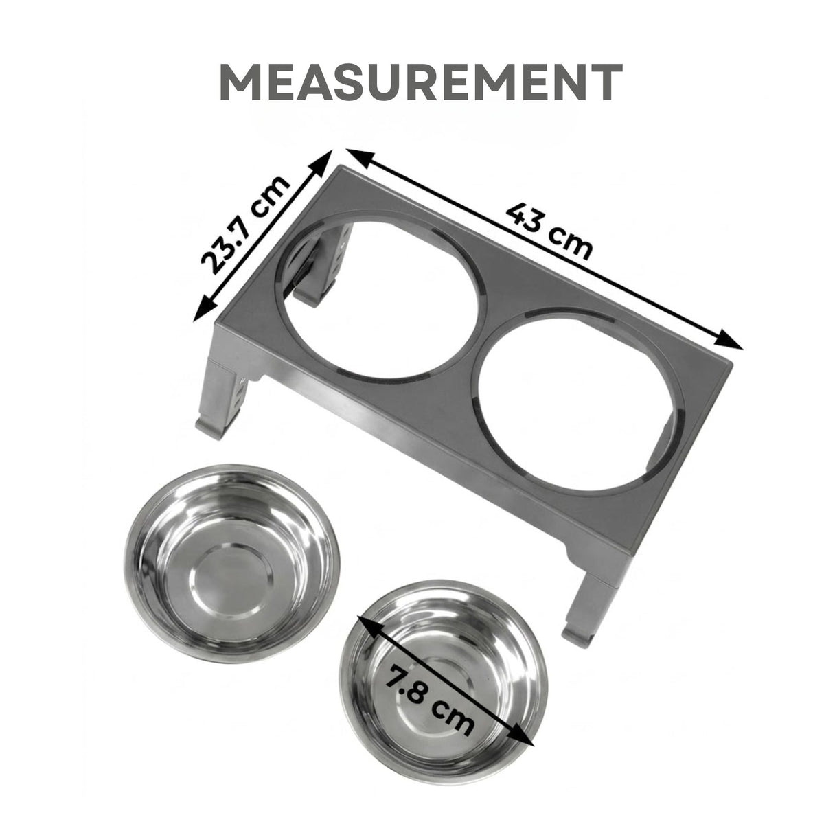 Adjustable Raised Pet Feeder | Two Stainless-Steel Bowls