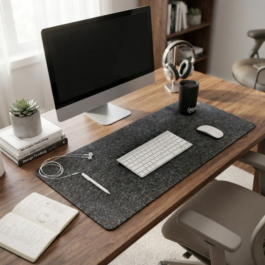 Charcoal Felt Desk Mat | 80 × 40 cm
