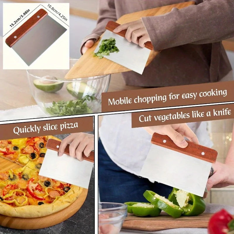 Timber-Handle Dough Scraper