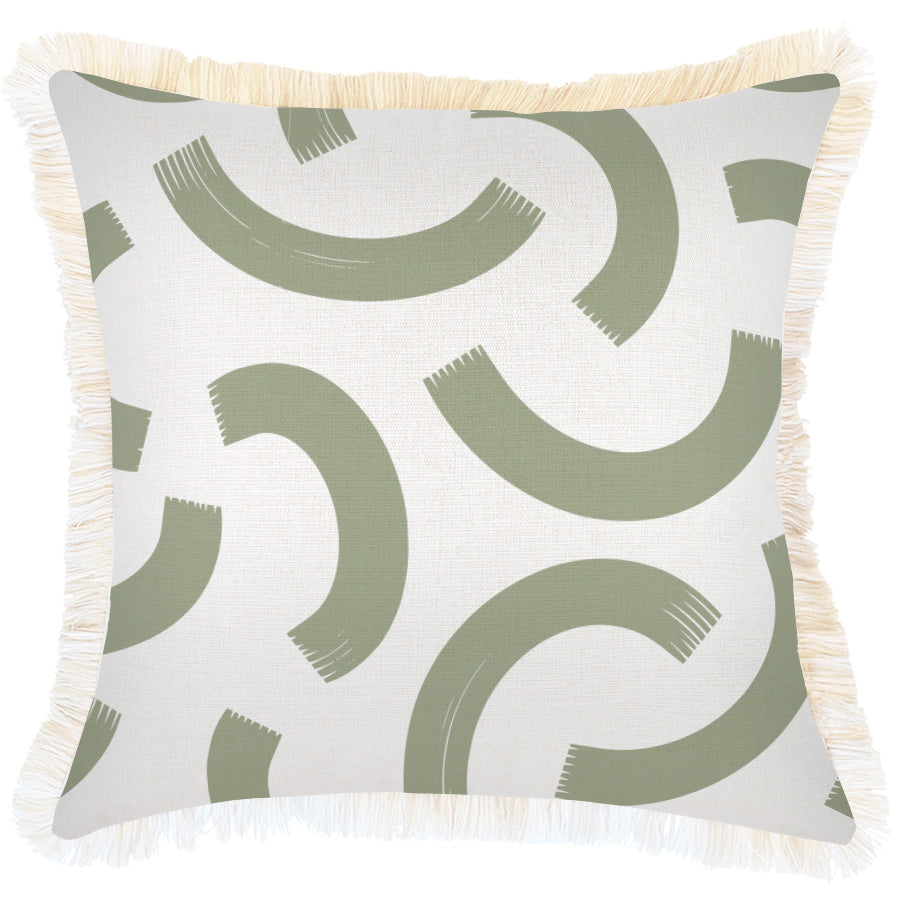 Muse Sage Fringed Cushion Cover | 45 × 45 cm