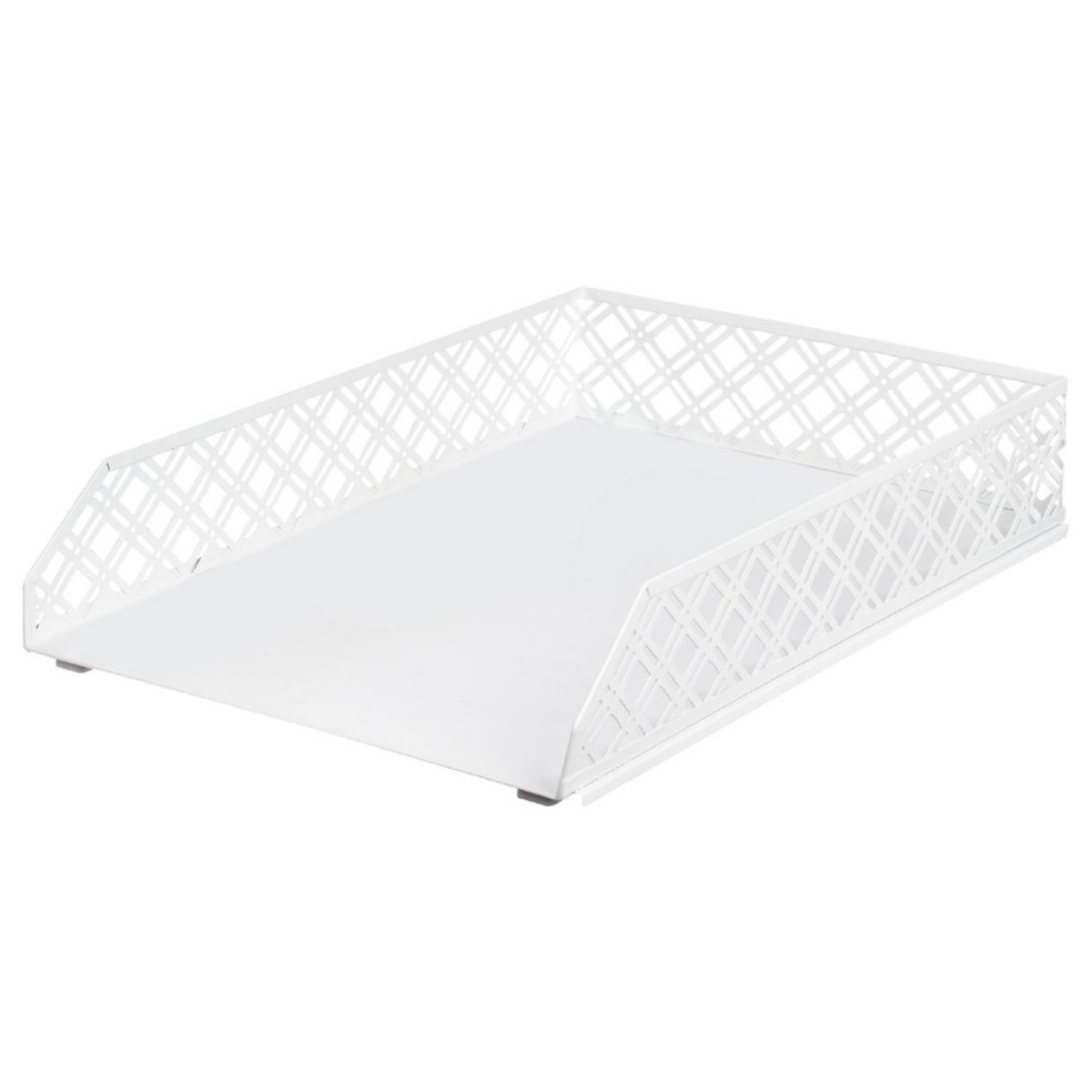 White Metal Desk Tray | Open Weave