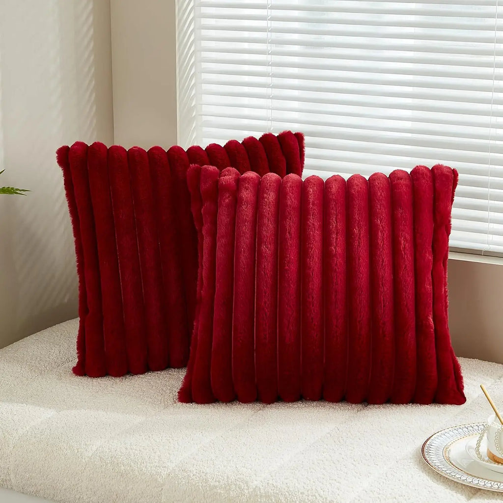 Ribbed Faux Fur Cushion Cover