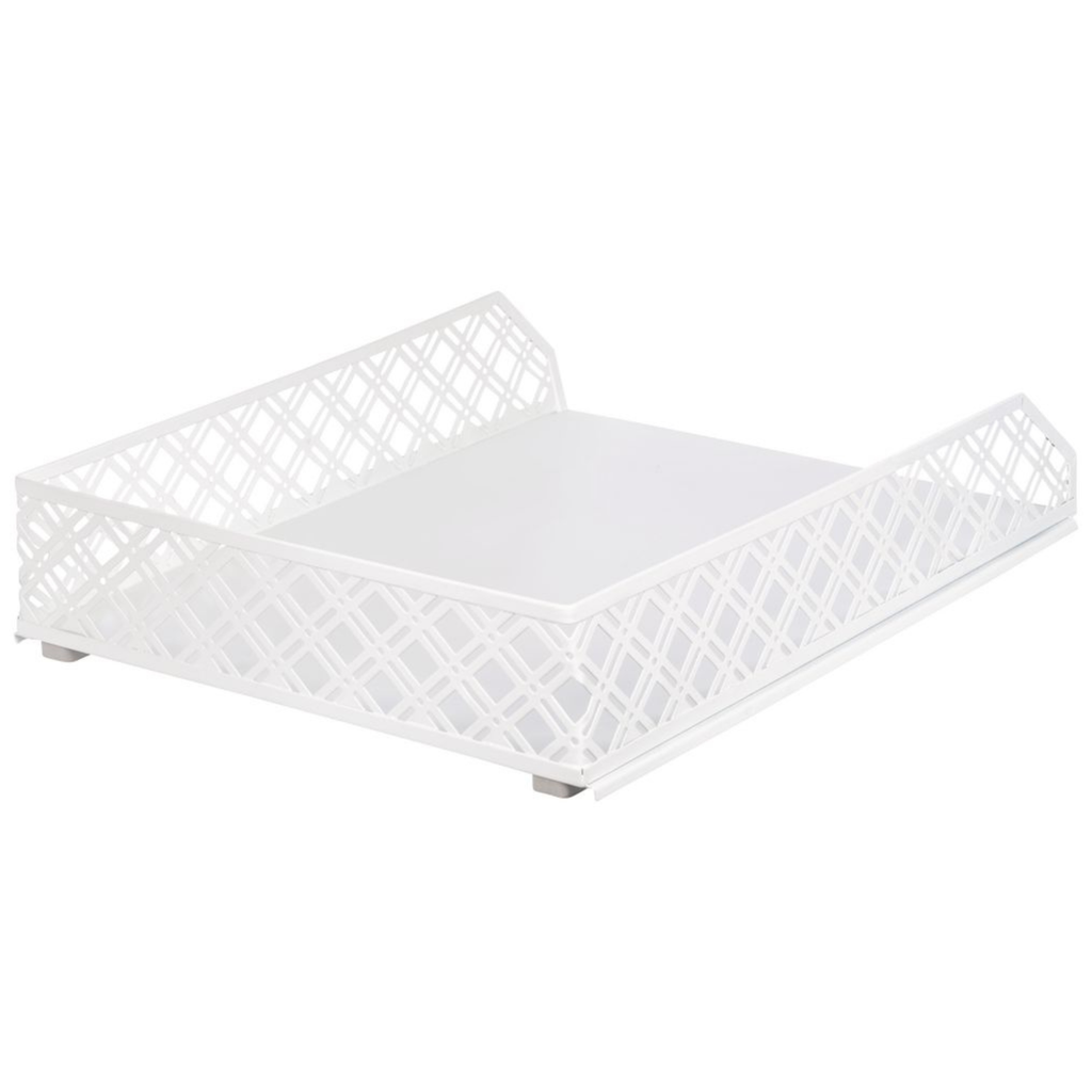 White Metal Desk Tray | Open Weave