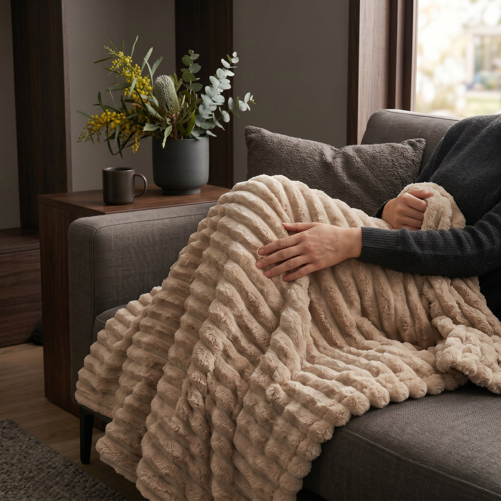 SOGA 230x200cm Light Coffee Flannel Polyester Throw Blanket