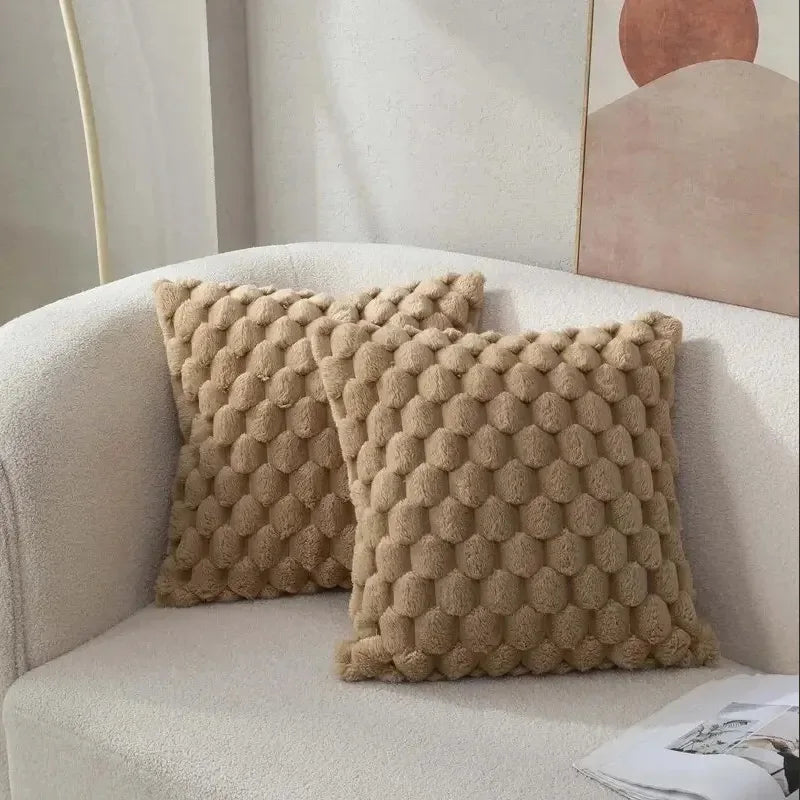 Grid Plush Cushion Cover