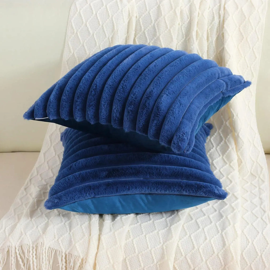 Ribbed Faux Fur Cushion Cover