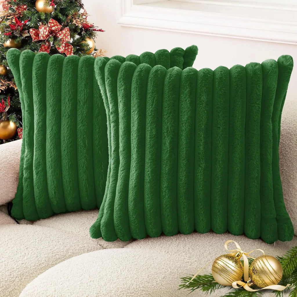 Ribbed Faux Fur Cushion Cover