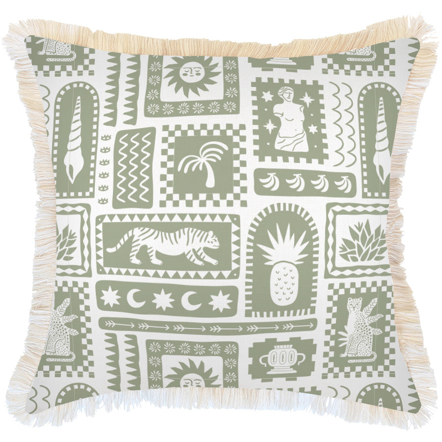 Cushion Cover-Coastal Fringe-Naxos Sage-60cm x 60cm-5