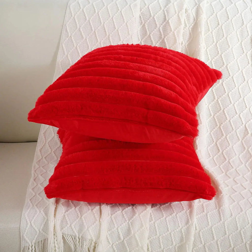 Ribbed Faux Fur Cushion Cover