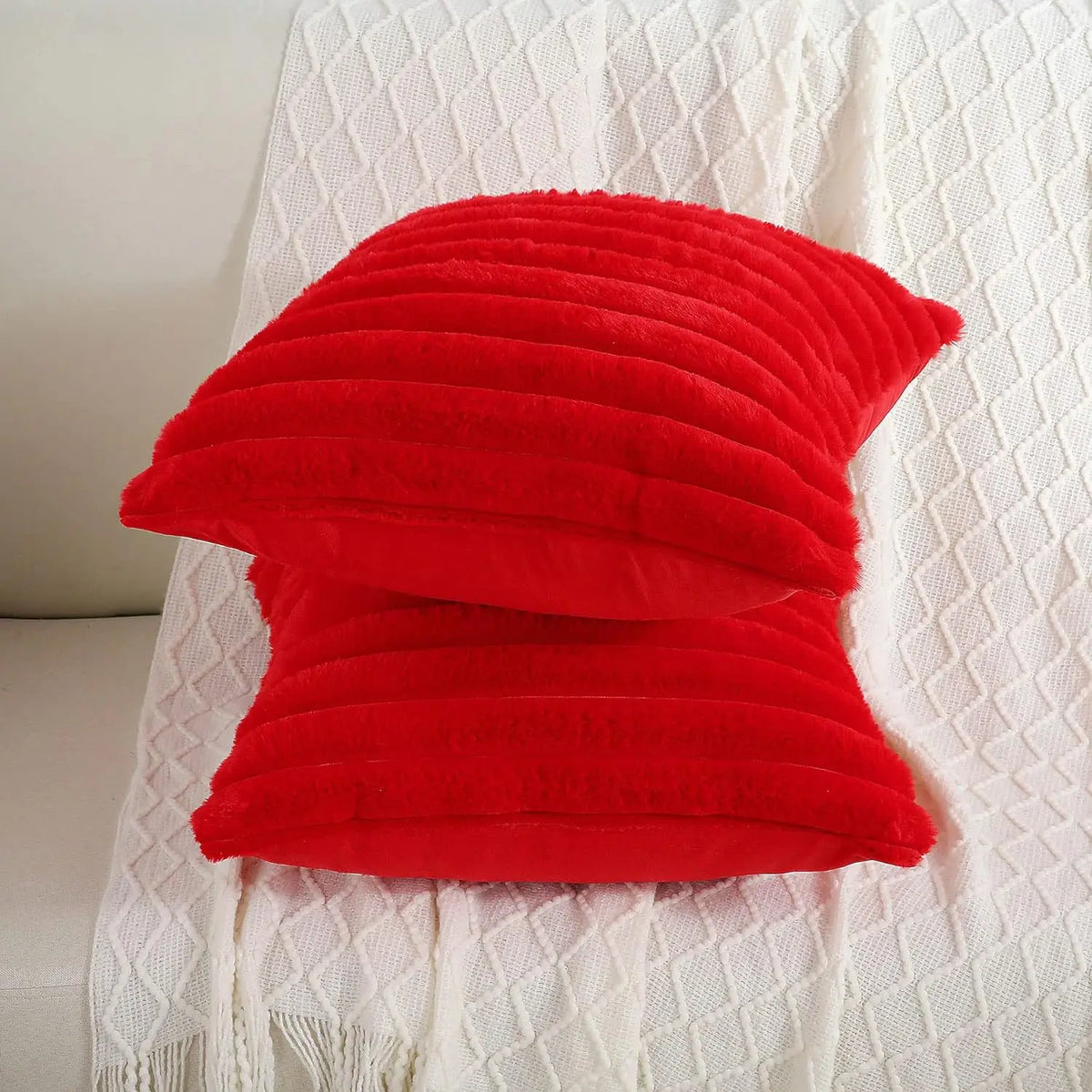 Ribbed Faux Fur Cushion Cover