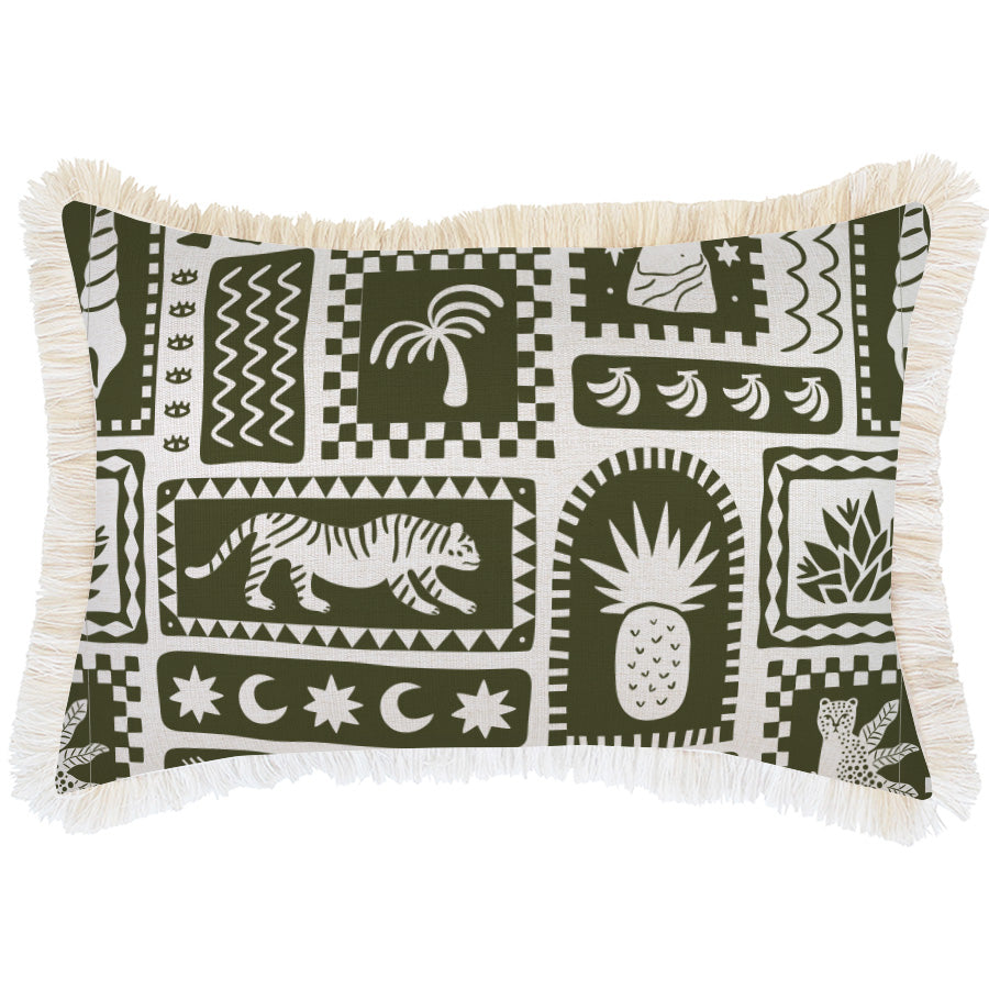 Naxos Eucalyptus Fringed Lumbar Cushion Cover | 35 × 50 cm