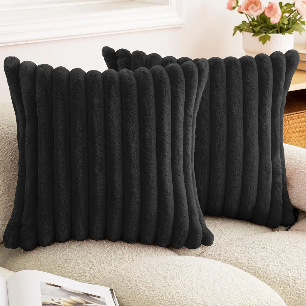 Ribbed Faux Fur Cushion Cover