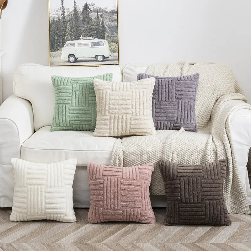 Boho Woven-Texture Cushion Cover