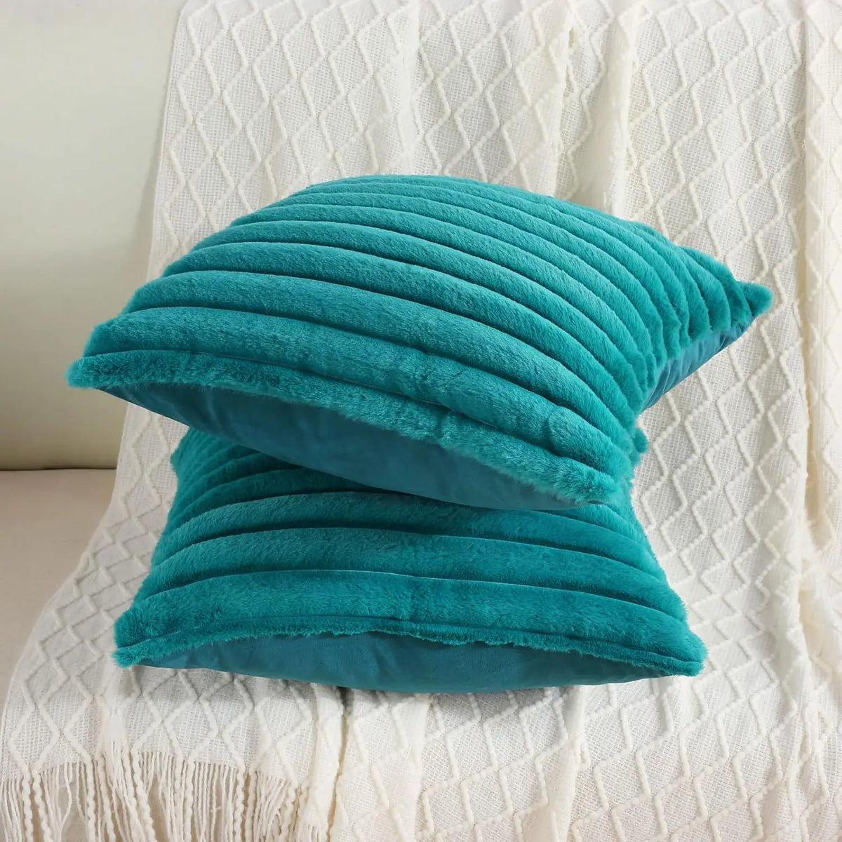 Ribbed Faux Fur Cushion Cover
