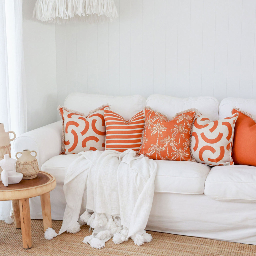 Muse Burnt Orange Fringed Cushion Cover | 45 × 45 cm
