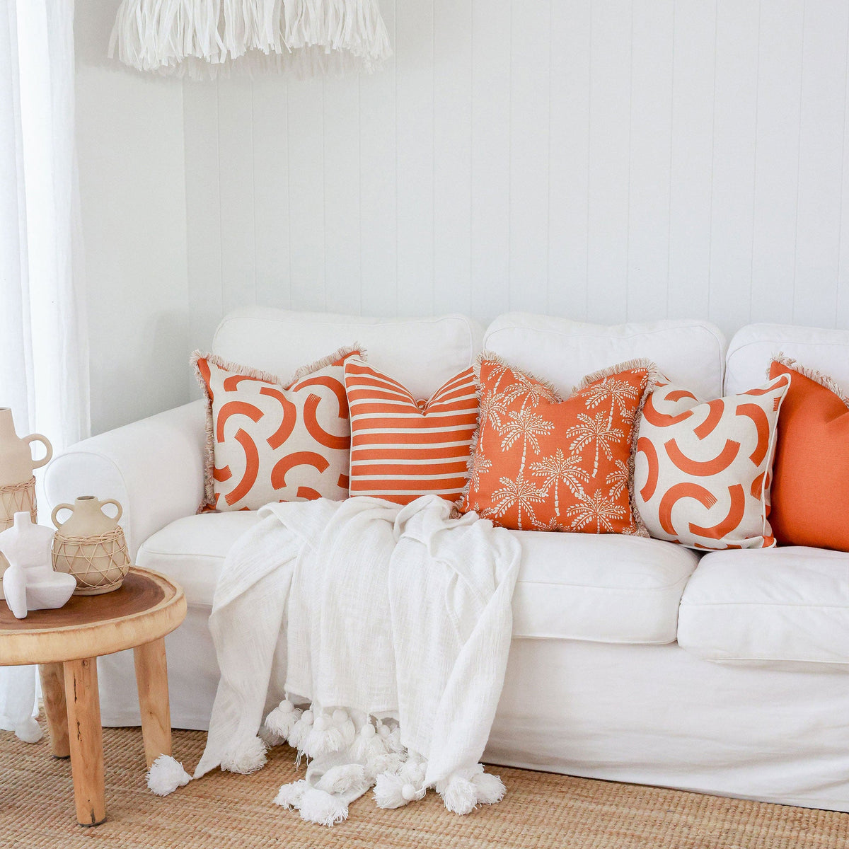 Muse Burnt Orange Fringed Cushion Cover | 45 × 45 cm