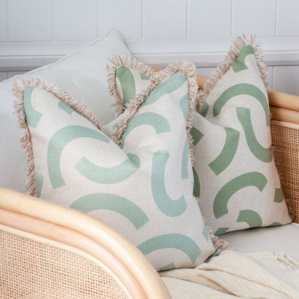 Muse Sage Fringed Cushion Cover | 45 × 45 cm