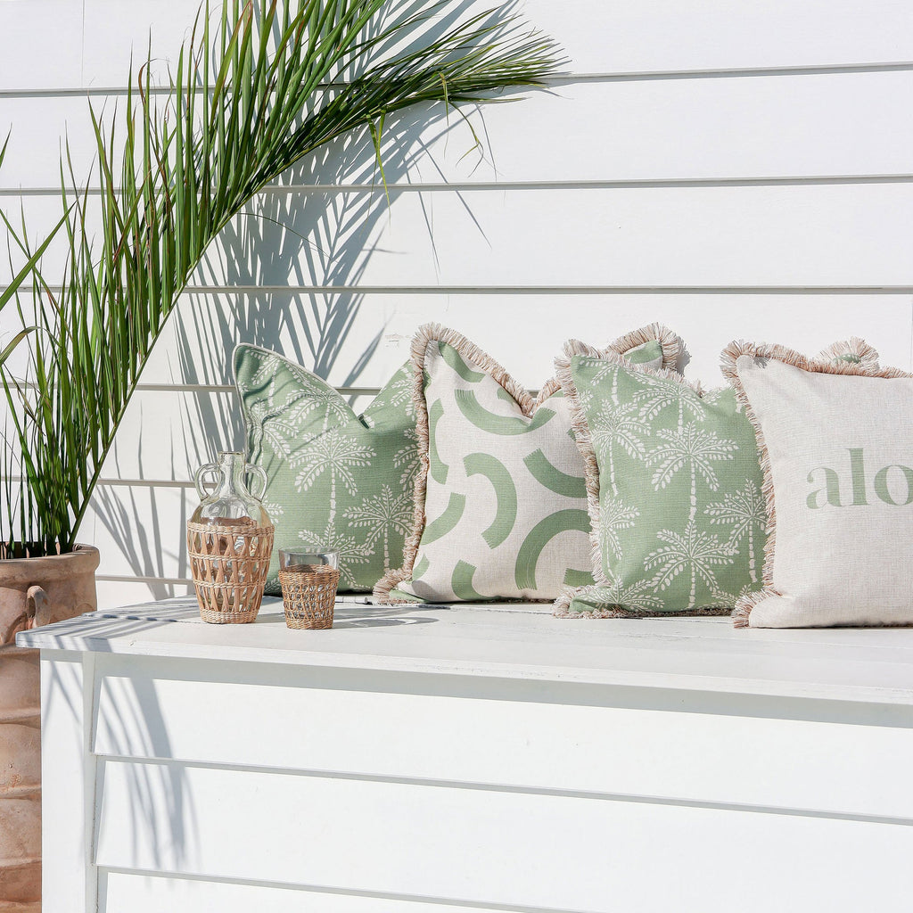 Muse Sage Fringed Cushion Cover | 45 × 45 cm