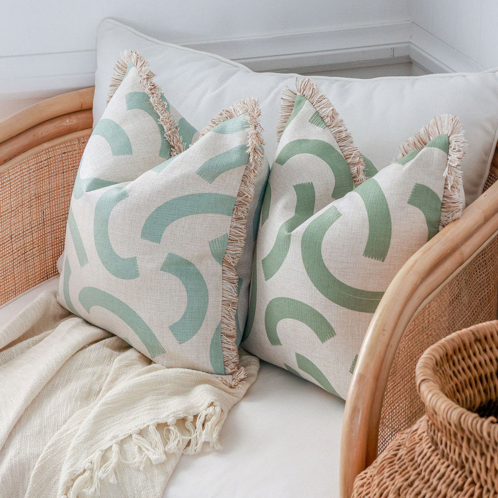 Muse Sage Fringed Cushion Cover | 45 × 45 cm