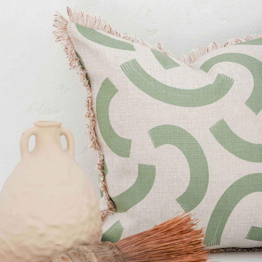 Muse Sage Fringed Cushion Cover | 45 × 45 cm